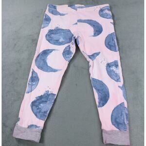 Burt’s Bees Kids Pajama Pants 3T Pink & Blue Moon Print Snug Fit